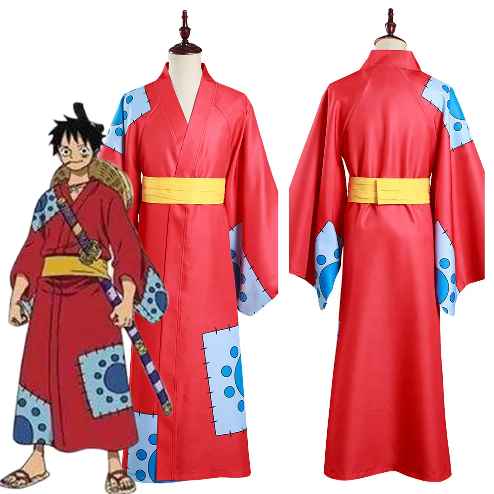 

One Piece Wano Country Monkey D. Luffy Cosplay Costume Kimono Outfits Halloween Carnival Suit