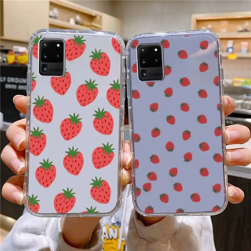 

Peach Strawberry Phone Case For Samsung Galaxy S10 S10e A70 Edge S22 S23 Plus Ultra Note10 Transparent Cove