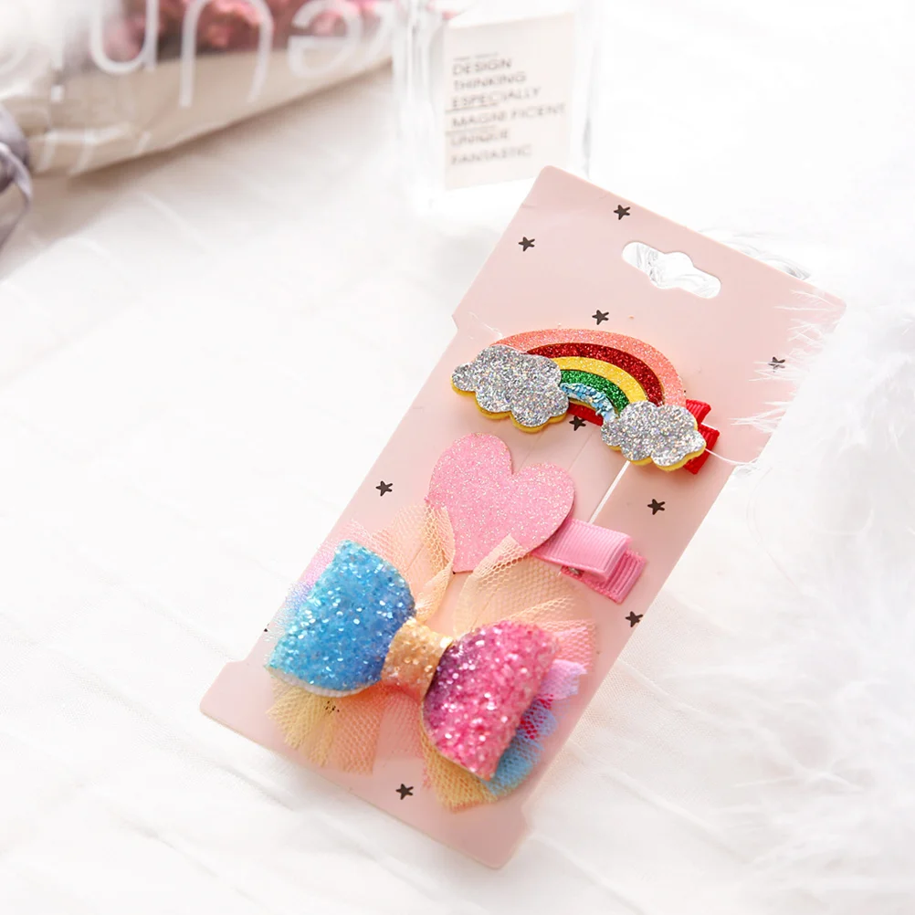 

3 Hair Clip Cloud Rainbow Headdress for Children Girl Student