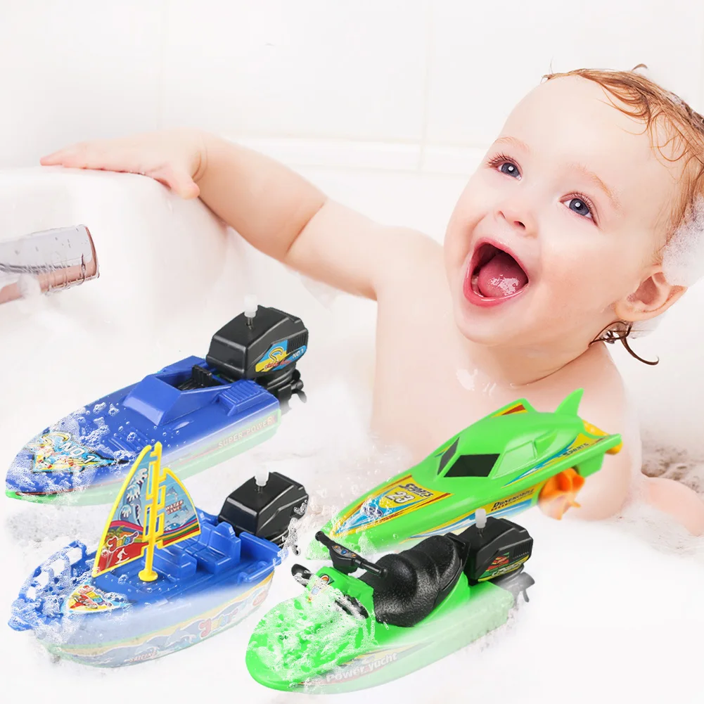 

Baby Plastic Boat Bath Toys Classic Wind Up Clockwork Toys Children Educational Shower Bath Play Water ferry Christmas Gifts