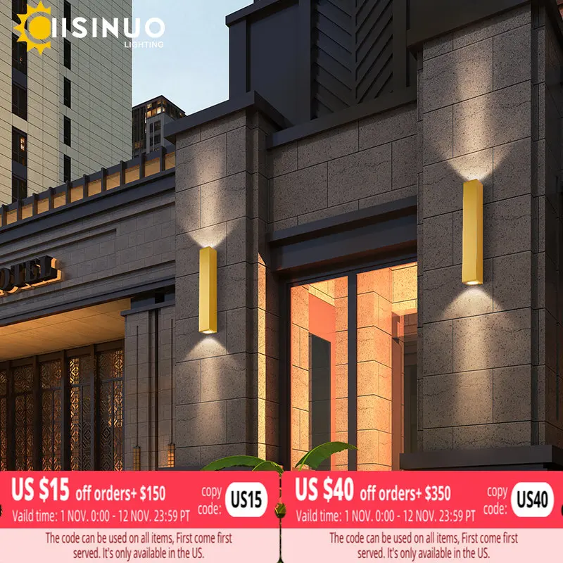 

Stainless Steel Outdoor Wall Lamp IP67 Waterproof Gold LED Mounted Light 96V 220V Garden Decoration Porch Light Sconce Luminaire