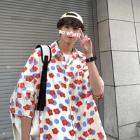 summer flower shirt men fashion print casual shirt men korean loose short sleeve shirt mens hawaiian shirt plus size m 5xl