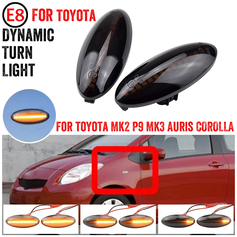 

Автомобильный боковой маркер для крыла, последовательная лампа, фотосигнал поворота, фотодинамический для Toyota Yaris Vitz XP90 RAV4 XA30 MK3 Auris E150 Corolla