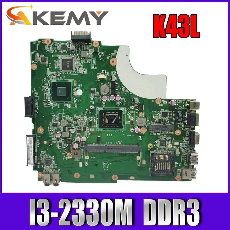 

Akemy Original mainboard For ASUS X44H K84L X84H K43L Laptop Motherboard With CPU I3-2330M DDR3 K43L REV 5.0 100% Working