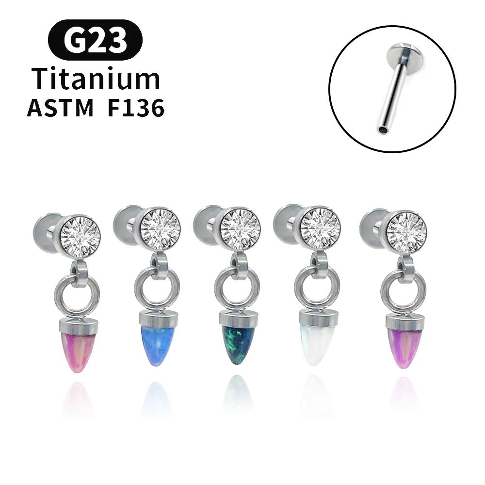 

G23 Titanium Piercing Hoop Earrings Stud Earrings With Stones Opal Piercing Jewelry Nose Ring For Women Luxury