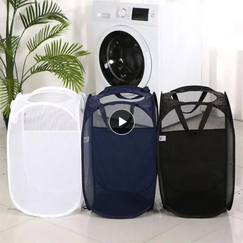 

Mesh Foldable Laundry Basket Hamper With Durable Handles Collapsible Laundry Basket Large Capacity Clothes Storage Baskets