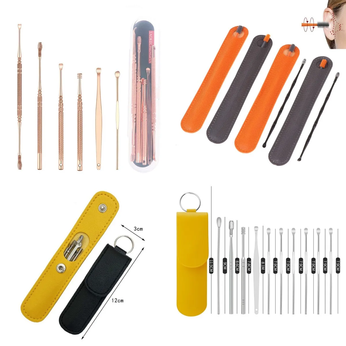 

Ear Cleaner Wax Removal Tool Earpick Sticks Earwax Remover Curette Ear Pick Cleaning Spoon Health Care Earpick 2-7PCS