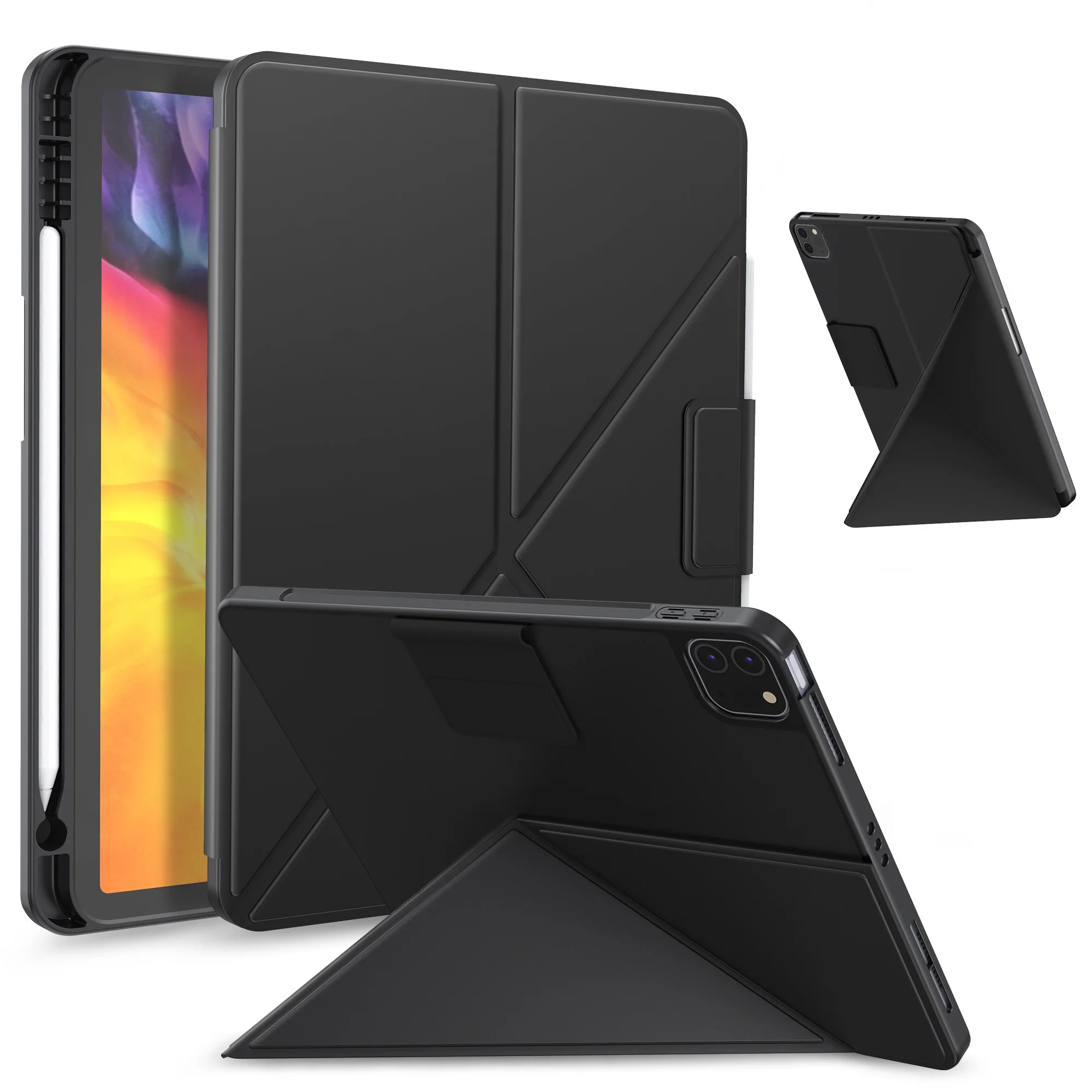

For iPad Pro 11 12.9 Case 2018/2020/2021 Release,Multi Angle Magnetic Back Cover for ipad Air 4 2020 Case With Pencil Holder