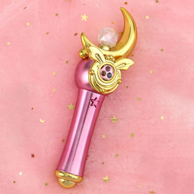 Anime Sailor Moon Usagi Tsukino Moon Stick Crystal Star Magic Loving Wand With Light Fans Cosplay Props Halloween Party Costume