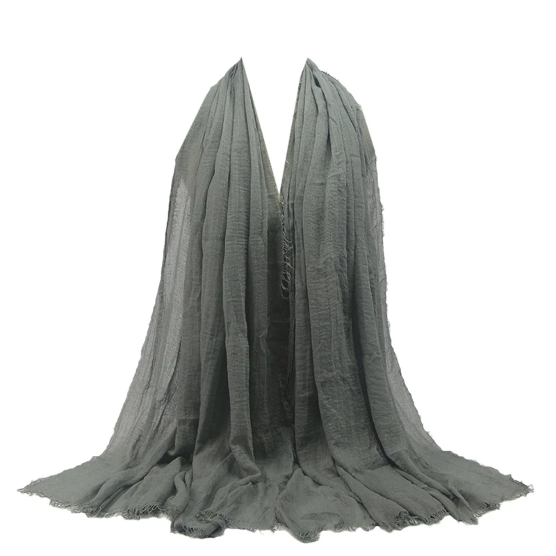 

Cotton Hemp Scarf Women Islam Maxi Crinkle Hijab Scarf Shawl Muslim Long Shawl