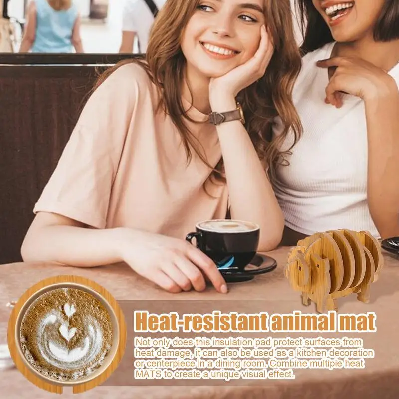 Кухонные подставки милые деревянные для напитков в виде животных штабелируемые