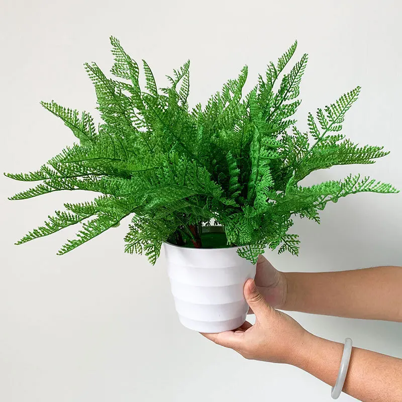 

2Pcs 35CM Artificial Persian Leaf 5 Forks For Home Decor Wall Plant Simulation Fern Garden Green Leaves Fake Persian Grass