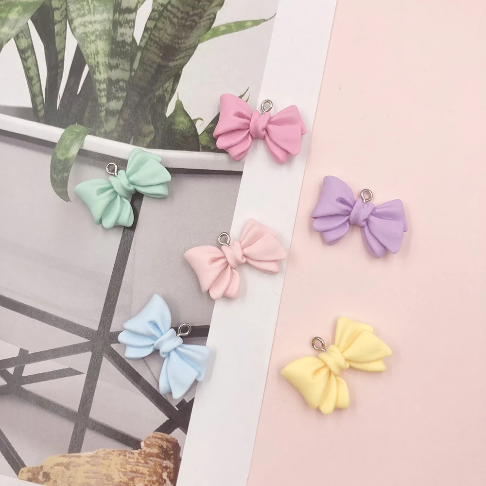 10Pcs Kawaii Resin Bow Chams Flatback Cabochon for DIY Craft Bracelets Necklace Earring Jewelry Making Accessories