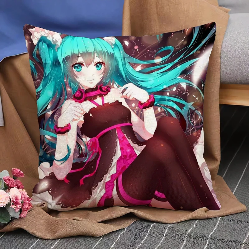 

Наволочка с двойным принтом H-Hatsune Mik Хэллоуин декоративная наволочка для подушки 45x4 5 см чехол для подушки в спальню