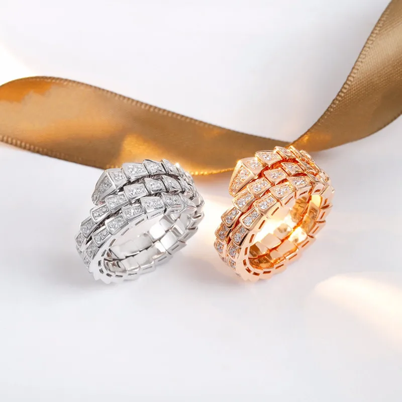 

925 Sterling Silver Zirconia Geo Snake Bone Cocktail Rings for Women Designer Jewelry Punk Luxury Gothic Runway Bague Gift 5526
