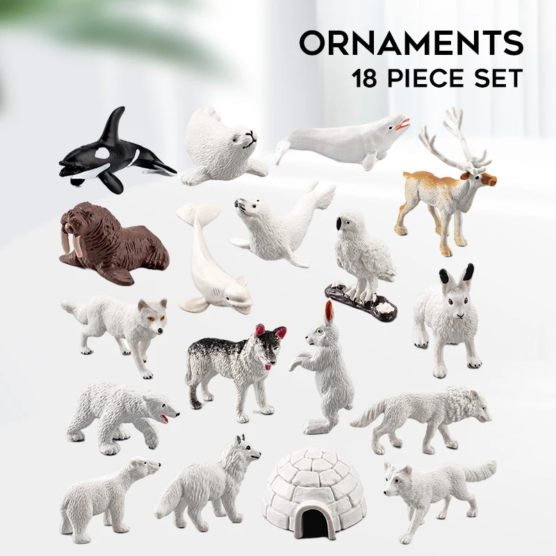 

Set of 18 Mini Polar Animals Statue PVC Antarctic Desktop Figure Doll Micro Landscape Decoration for Fairy Garden Bonsai JAN88