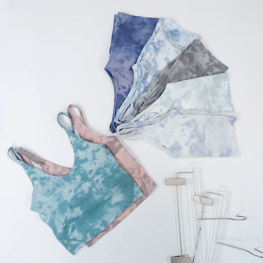 Lulu-Tie Dyed Vest Align Sports Quick Drying U-shaped Bra Fitness Yoga Beauty Back With Chest Pad inside