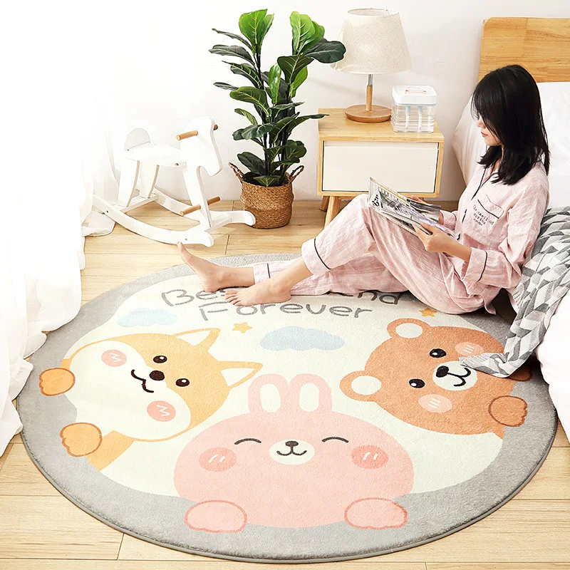 

Cartoon round carpet children's room bedroom bedside living room sofa coffee table floor mat non-slip porch mat tapete redondo