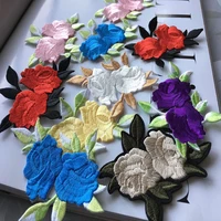 20pcslot red rose embroidered patches small flower applique iron stick on clothes dress cap can mix color blue yellow pink diy