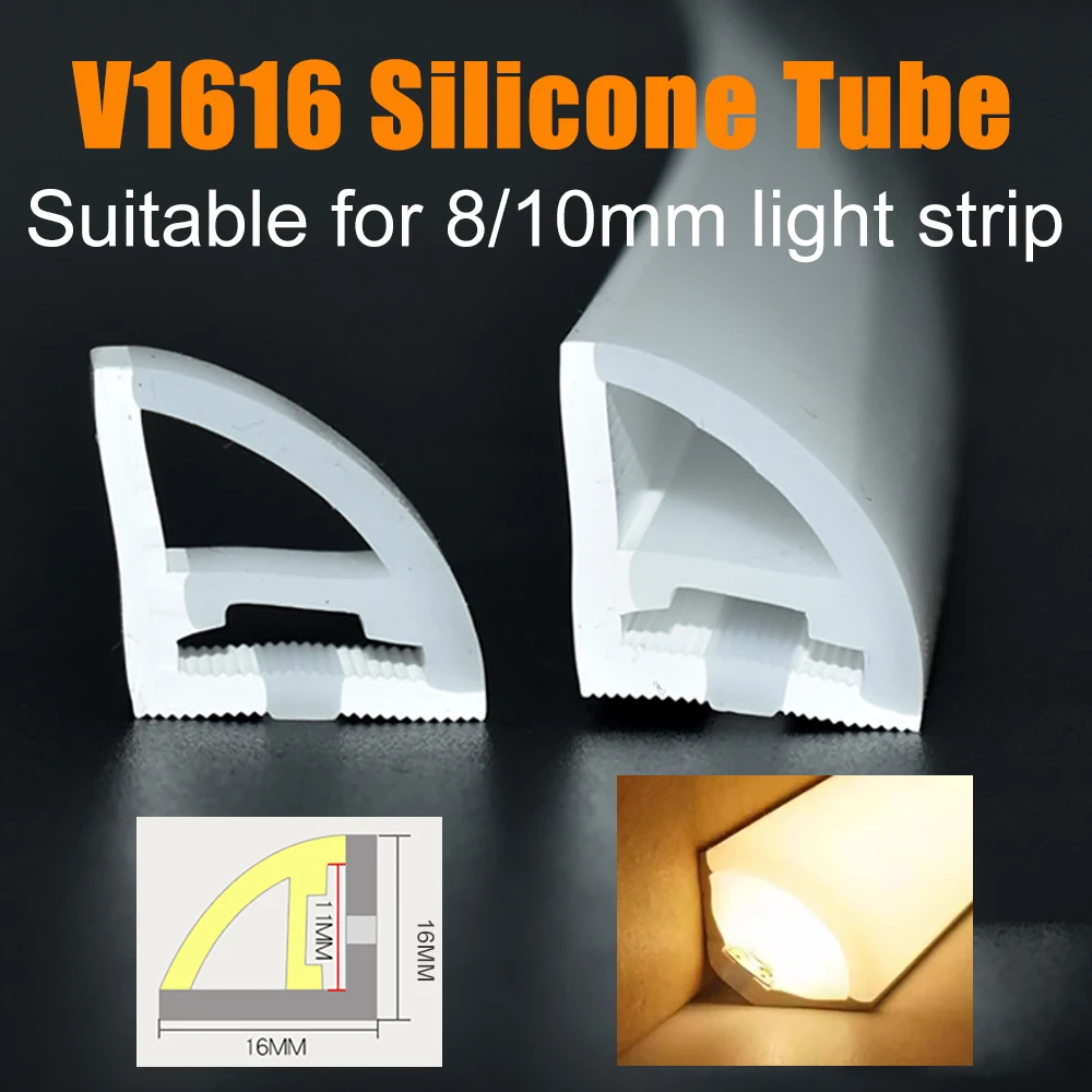 

V-образный светодиодный неоновый силиконовый светильник V16 V20 V22, секторное гибкое боковое освещение для WS2812 WS2811 5050 2835, водонепроницаемая лента IP67, водонепроницаемая