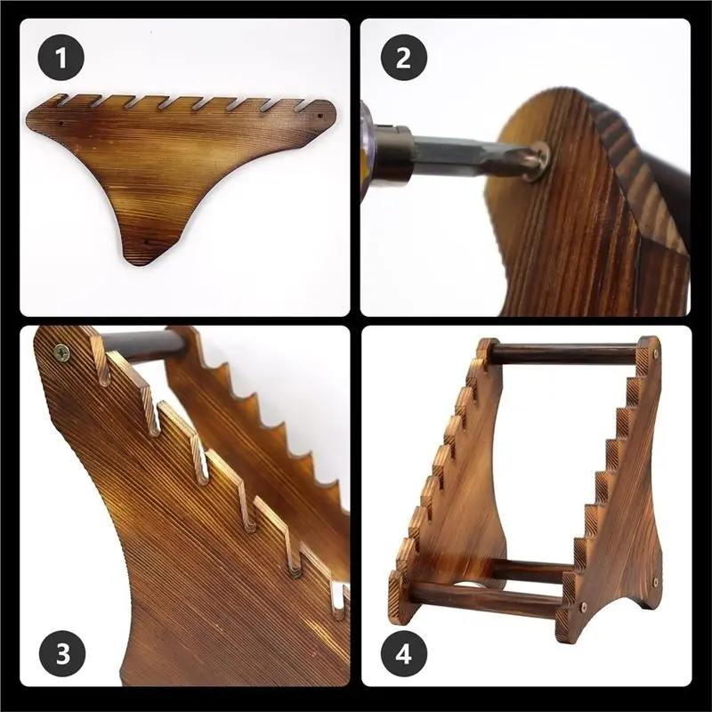Фото Подставка-держатель для коллекционных ножей B97A-Wood с фиксированным лезвием, блок для ножей, вместимость до 8 ножей №5