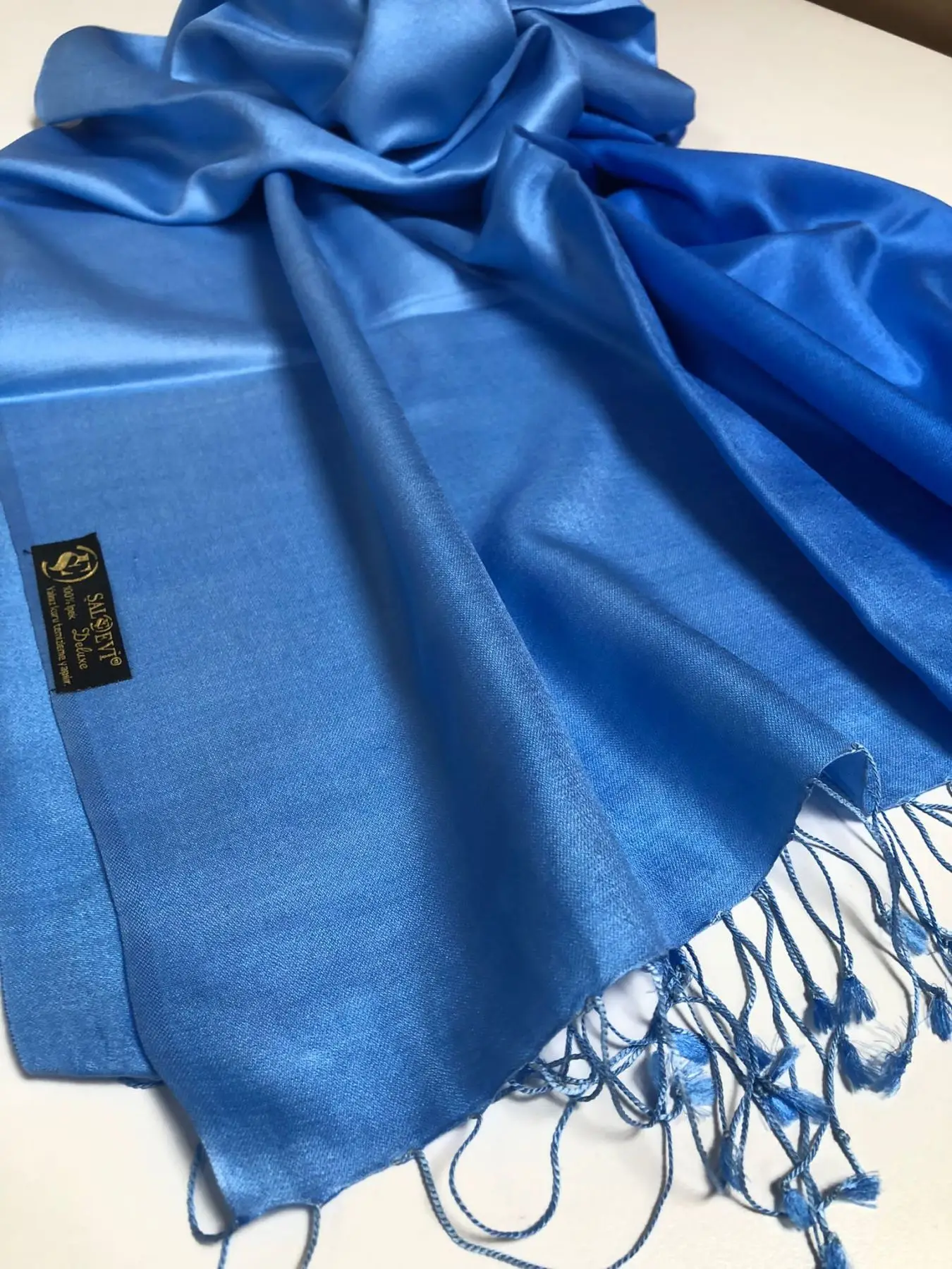 

WOMEN HIJAB WOMEN 'S SCARVES 100 SILK SHAWL ACCESSORY SAKS BLUE WOVEN DEGRADE