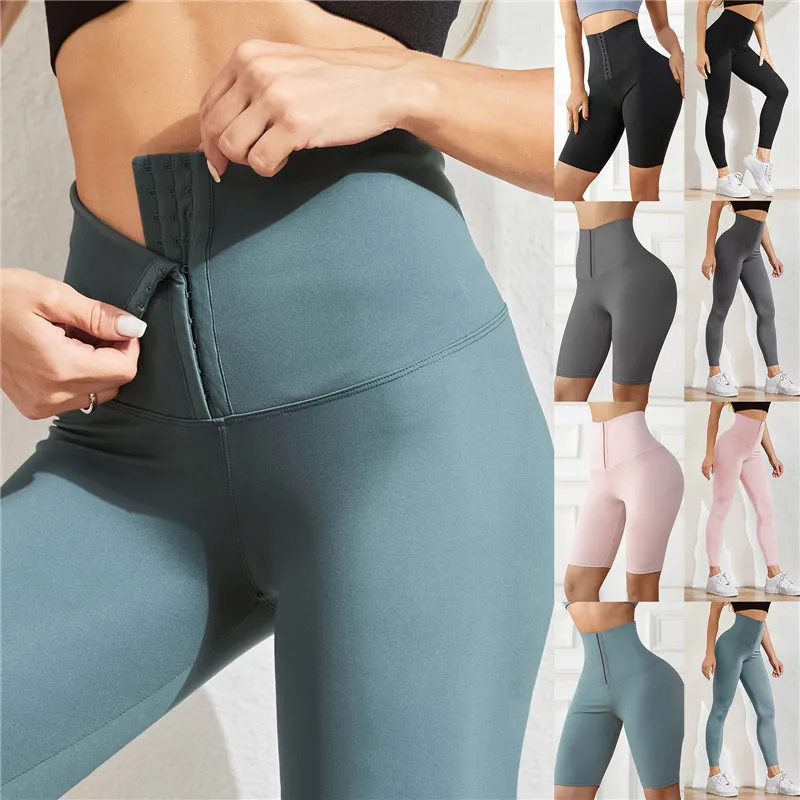 Двубортные утягивающие брюки для коррекции живота, женские колготки с  высокой талией, леггинсы для подтяжки бедер, шорты, штаны для занятий йогой  | AliExpress