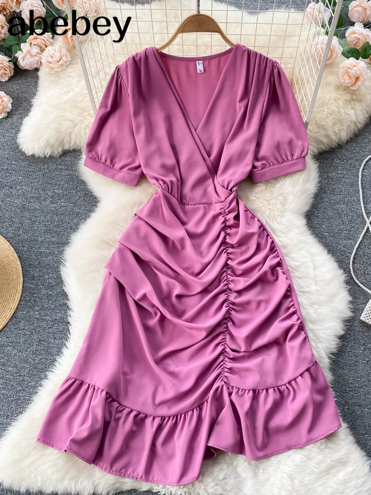 

Платье женское средней длины с V-образным вырезом, модная повседневная элегантная одежда, пляжный сарафан, халат, лето 2022