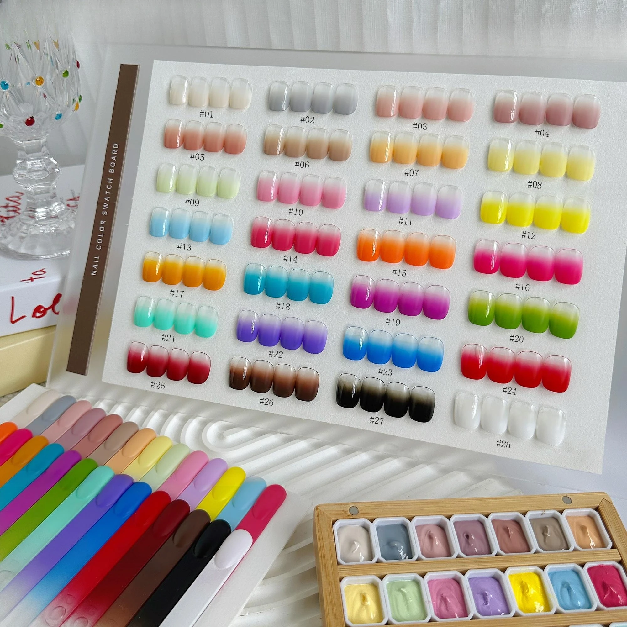 Фото Набор гель-лаков для ногтей Pat Painting Gel, 28 цветов/упаковка, для создания эффекта «цветения», УФ/LED, снимаемый, градиентный, для дизайна ногтей №1
