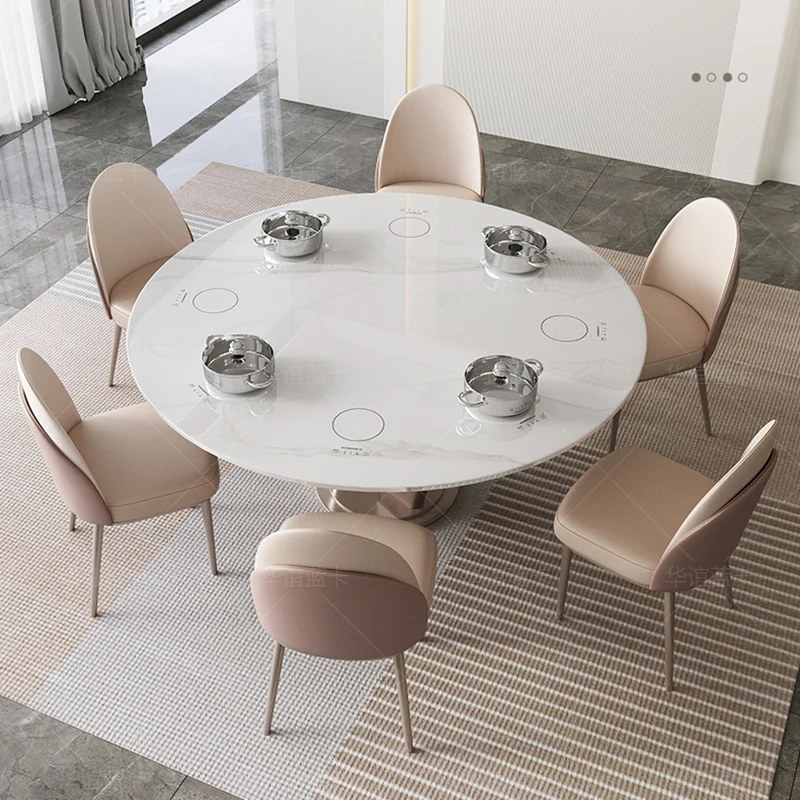 

Набор мраморных кофейных обеденных столов, кухонный обеденный стол, белый роскошный круглый современный умный стол, домашняя мебель WSW35XP