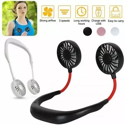 

New in Rechargeable Neckband Dual Cooling Mini Fan Lazy Neck Hanging Style home appliance Generator humidifier Fan diffuser