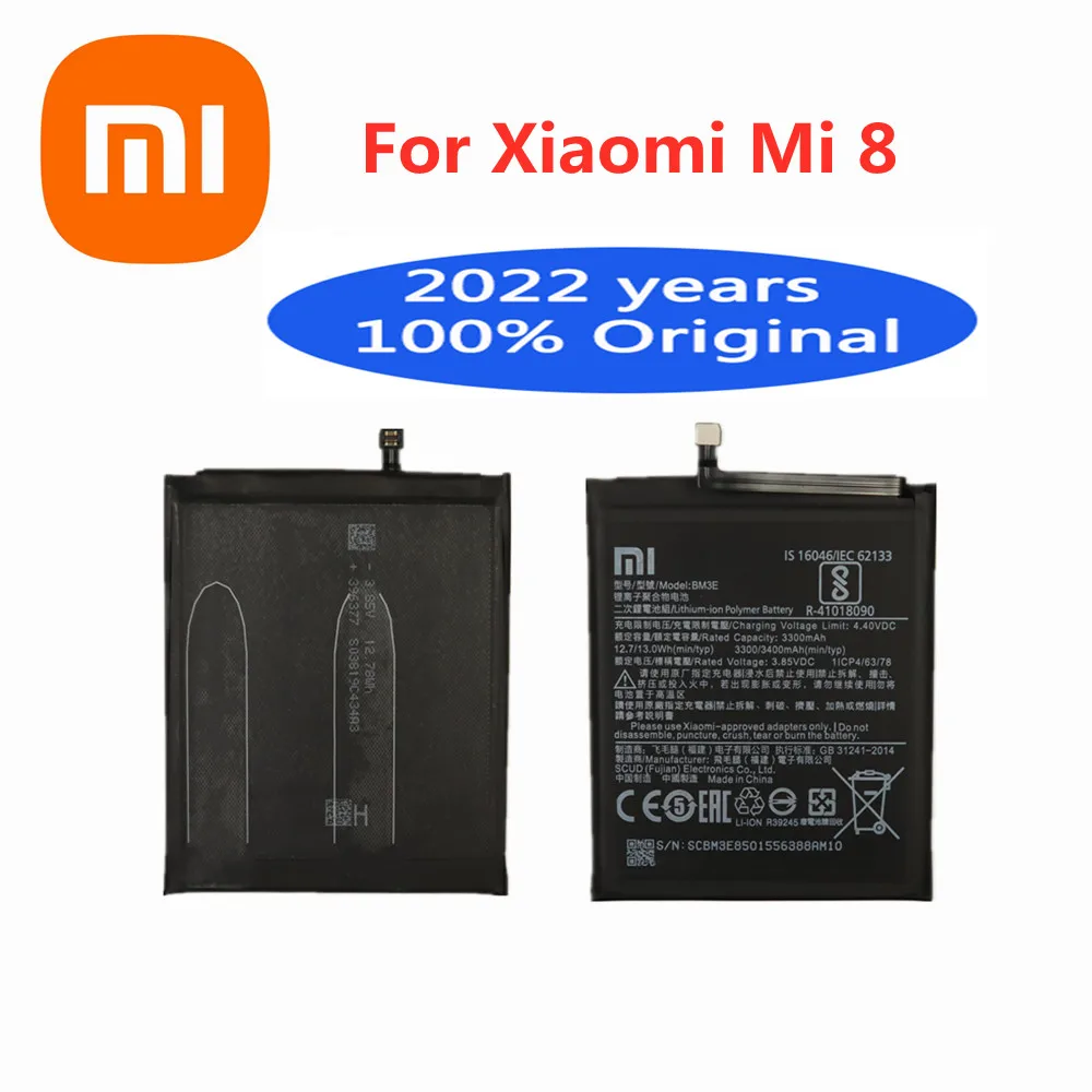 

2022 год Новый BM3E 3400 мАч XiaoMi Оригинальный аккумулятор для телефона Xiaomi Mi 8 Mi8 M8 сменный аккумулятор большой емкости