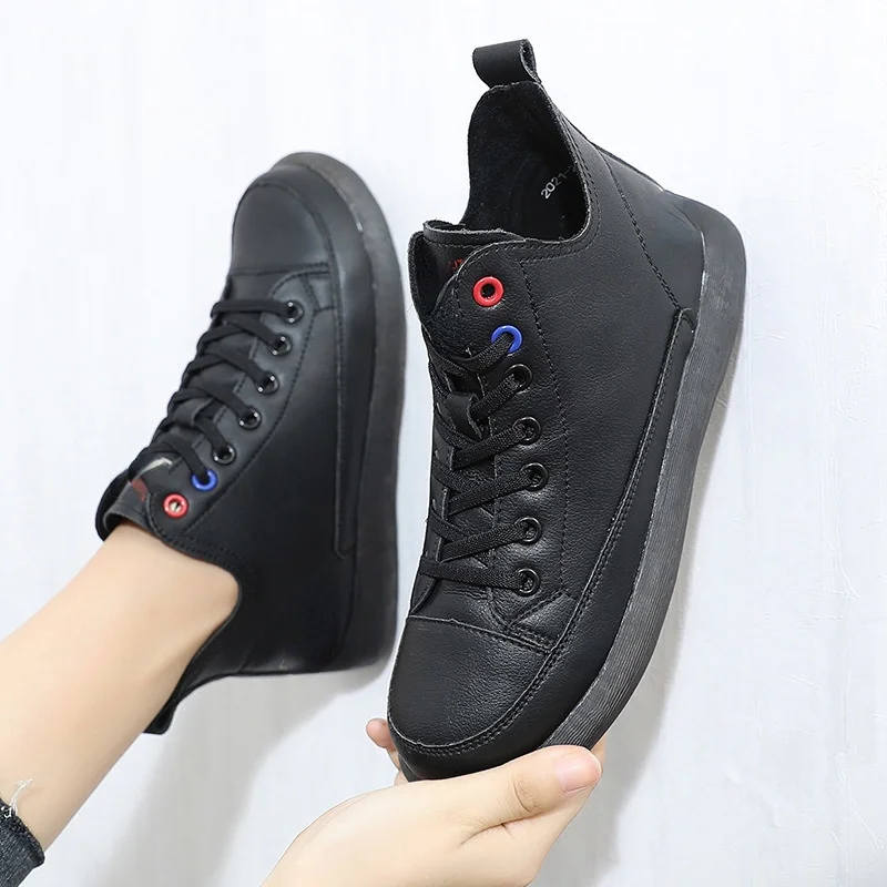 

Women Winter Vulcanized 2022 Shoe Plateform Leather upper Plush lined Sneaker Non-Slip Casual warm Footwear women shoes