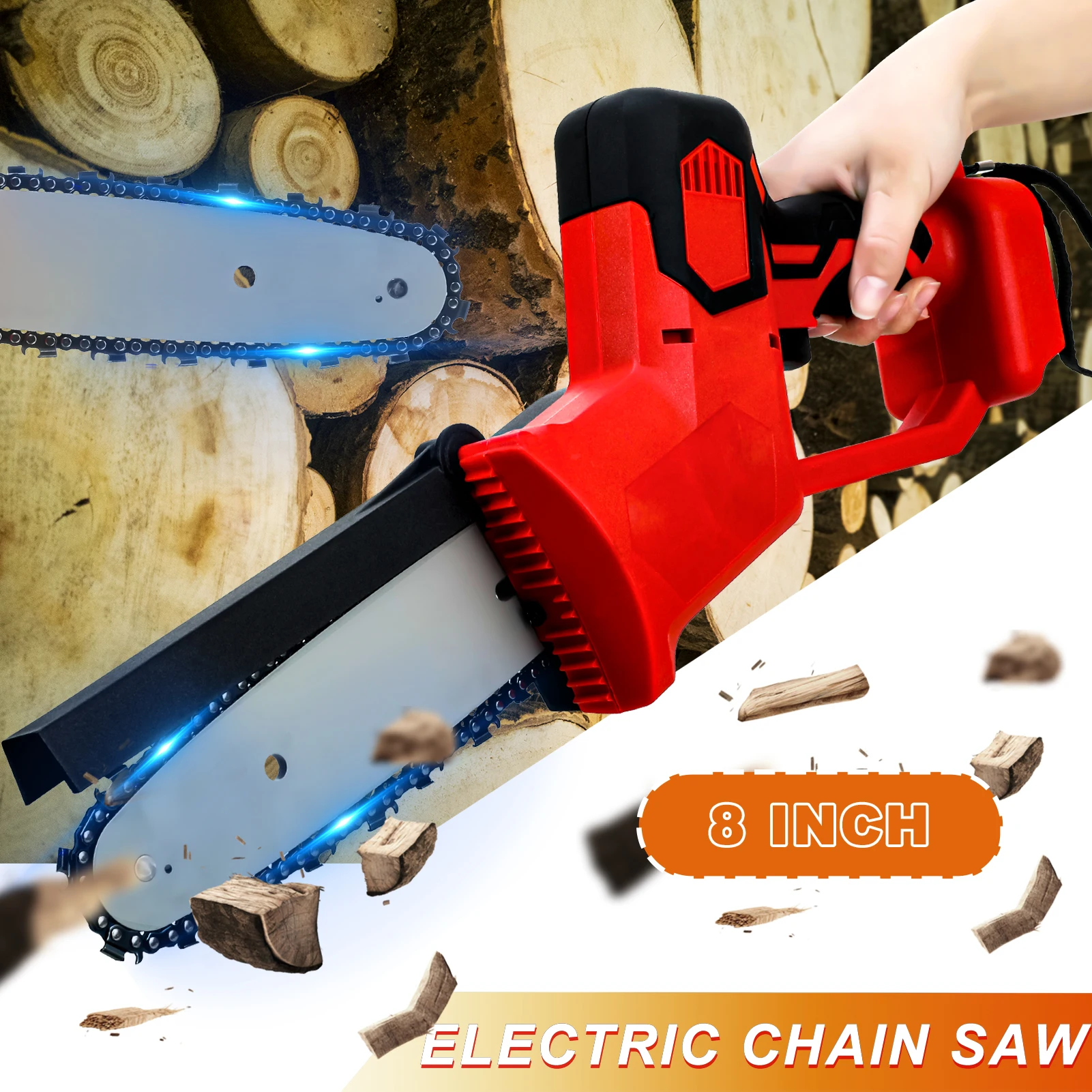 8 Inch 1200W Electric Saw Chainsaw Wood Cutter Brushless Motor Rechargeable For Makita Battery Garden Woodworking Power Tool | Инструменты