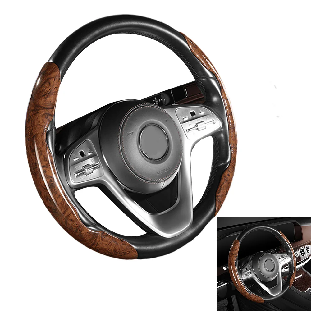 

Peach Wood Universal Car Steering Wheel Booster Cover NonSlip Handle Cover For 37-38cm Steering Wheel Cover Auto Anti-skid