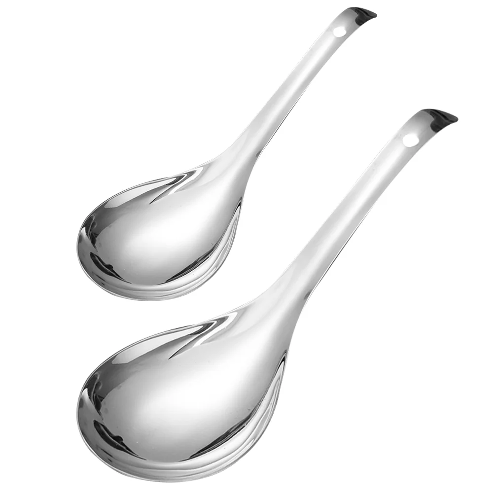 

2Pcs Hotel Stainless Steel Spoon Household Soup Spoon Kitchen Utensils (Silver)