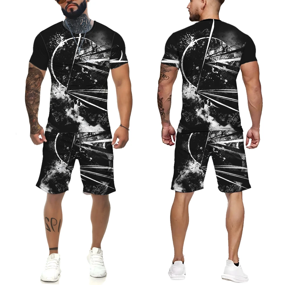 

Men Summer Tracksuit Sets Fashion Sweat Suit 3D Print Short Oversized Sleeve Shirts T-shirt Streetwear Sets Sportswear Clothing
