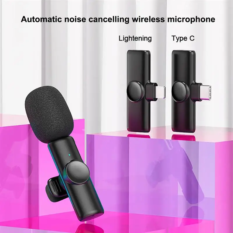 Фото Беспроводной мини-микрофон для IPhone Type-C, студийный петличный микрофон для компьютера, запись аудио и видео №1
