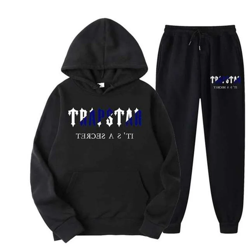 

Men's TRAPSTAR print tracksuit, a hoodie and baggy pants, warm in 15 colors for jogging, new for 2022