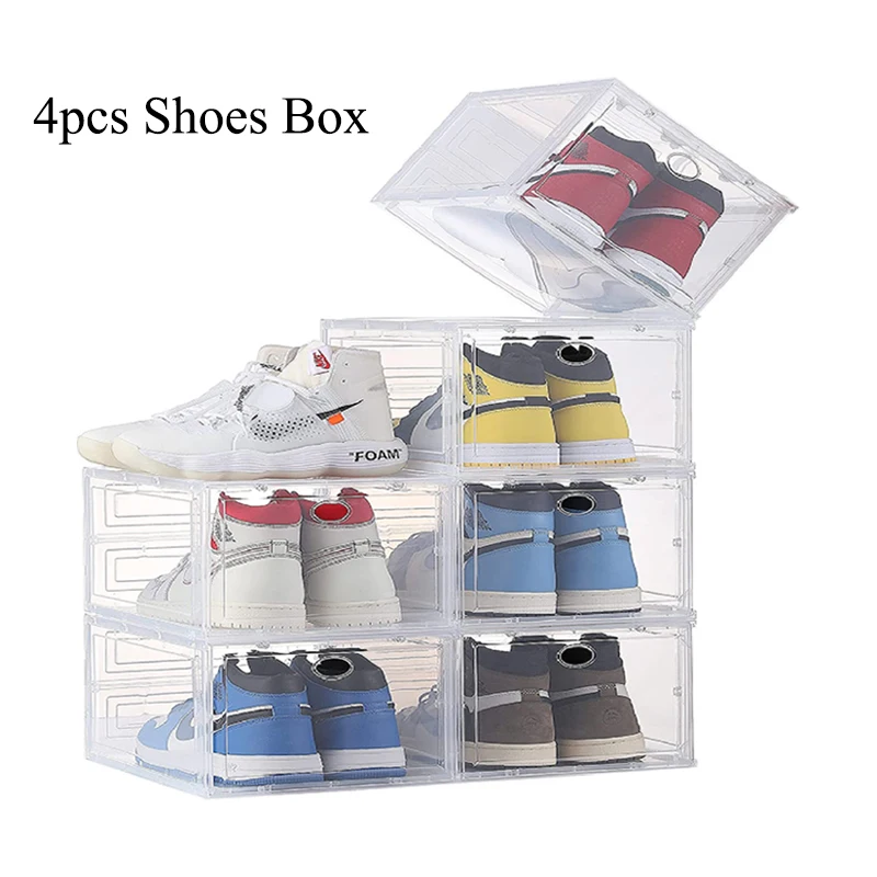 Прозрачная коробка для обуви боковая дверь откидной тип пыленепроницаемый и