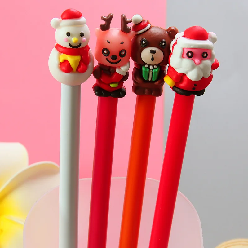 24 Pcs Wholesale Christmas Gel Pen Creative Student Prize Gift Christmas Gas Supplies Office Stationery Pen Wholesale