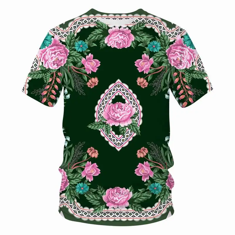 

2022 Summer Men's And Women's T-Shirt New Exquisite Flower Pattern 3D Printing Street Shooting O-Neck Personalized Top XXS-6XL
