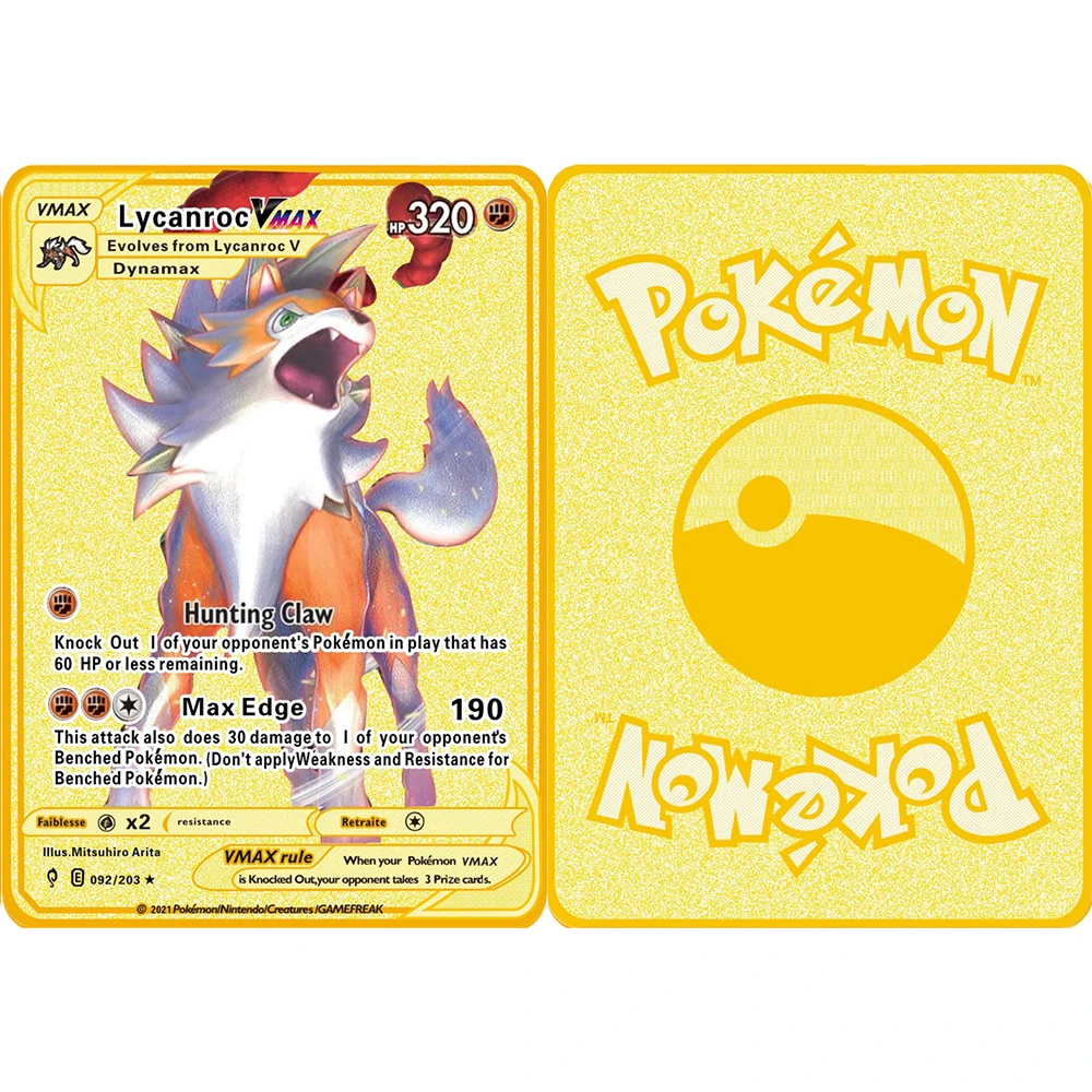 

Diy Evolving Skies Pokemon Gold Card Metal Card Game Anime Battle Hp English Kaarten Charizard Pikachu Collection Card Child Toy