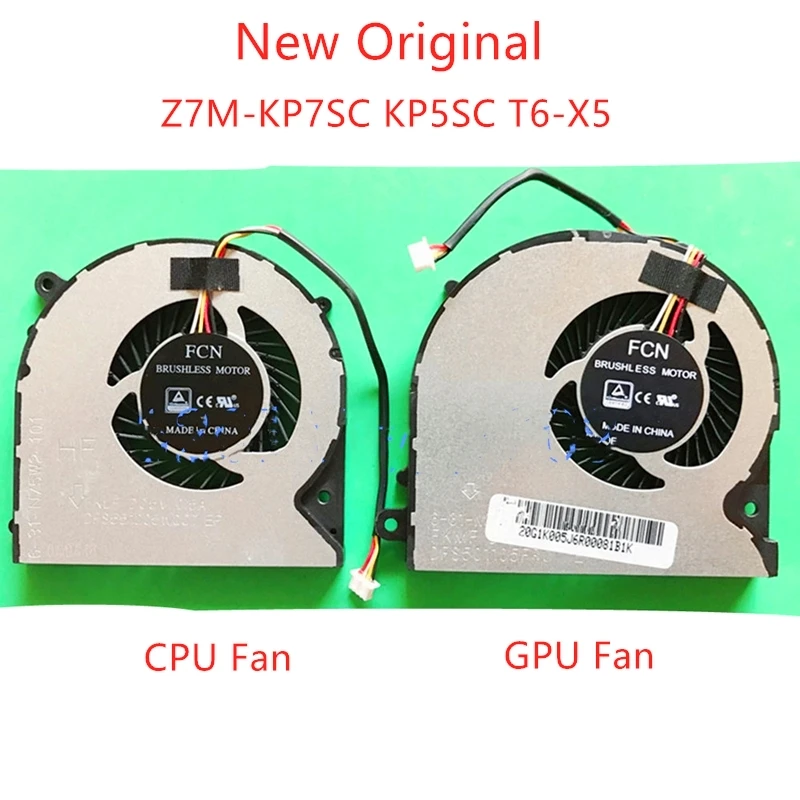 

New Original Laptop CPU GPU Cooling Fan Cooler For Clevo Z7M-KP7SC KP5SC T6-X5 6-31-N75W2-101 FKLF N85J2-100 FKMF DC5V 0.5A DFS5