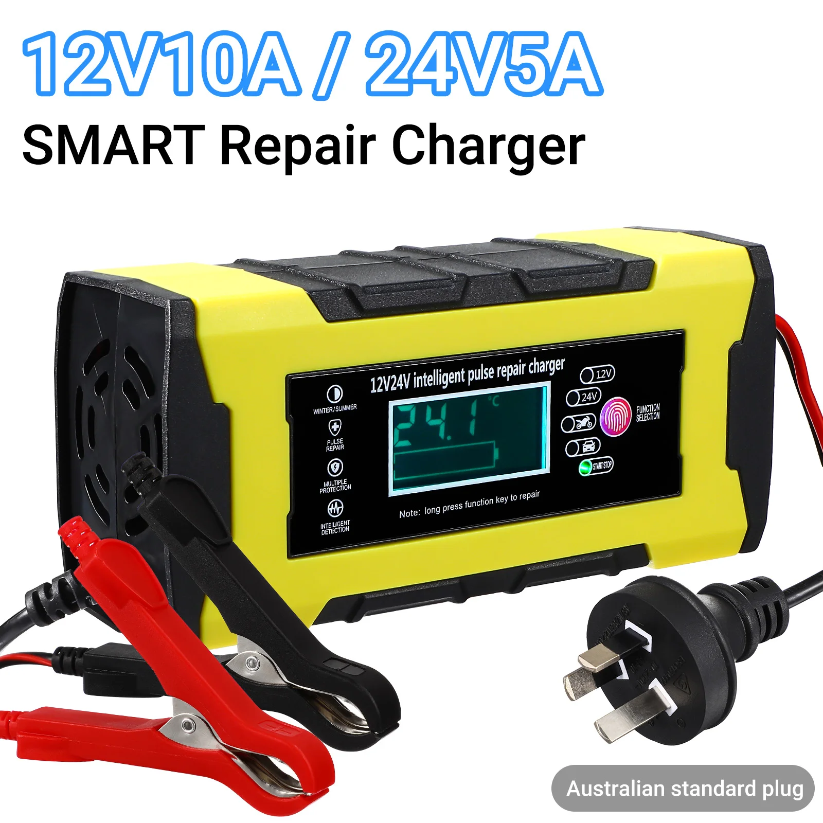 

Smart Car 24V/5A 12V/10A Vehicle Pulse Repair Maintainer (AU Plug)