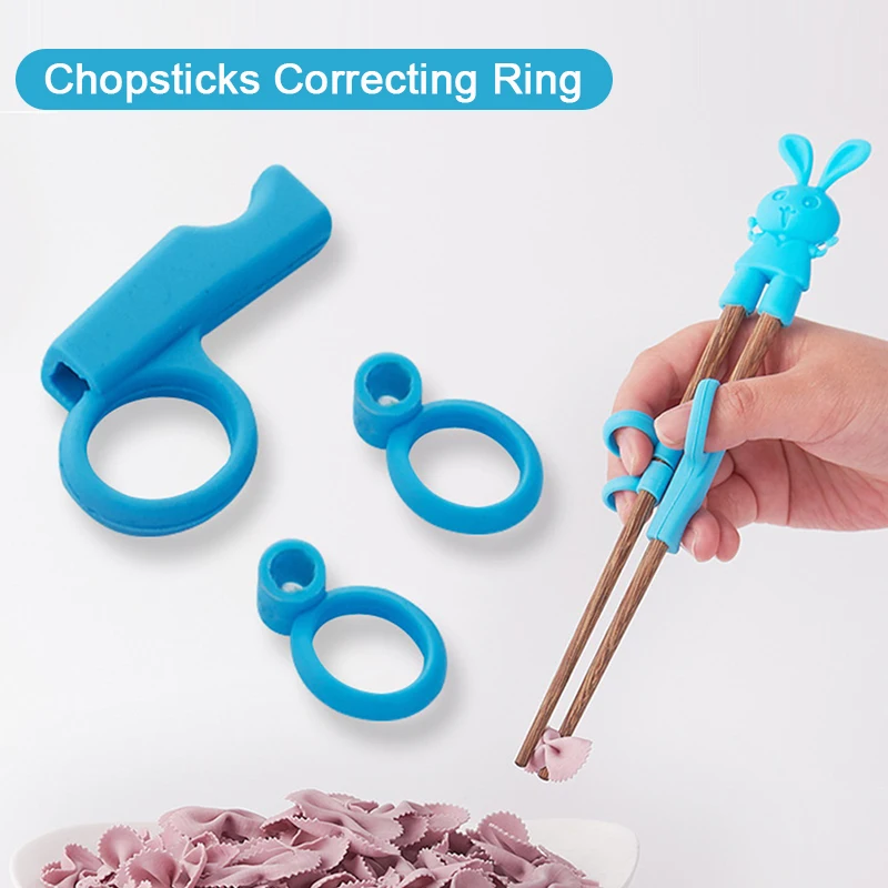 

1 Set Silicone Kids Holding Chopsticks Correcting Ring Silicone Learning Chopsticks Auxiliary Training Chopsticks Finger Sets