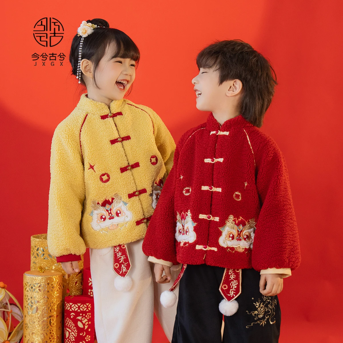 Зимний костюм Ханфу в китайском Новом году для мальчиков и девочек новый