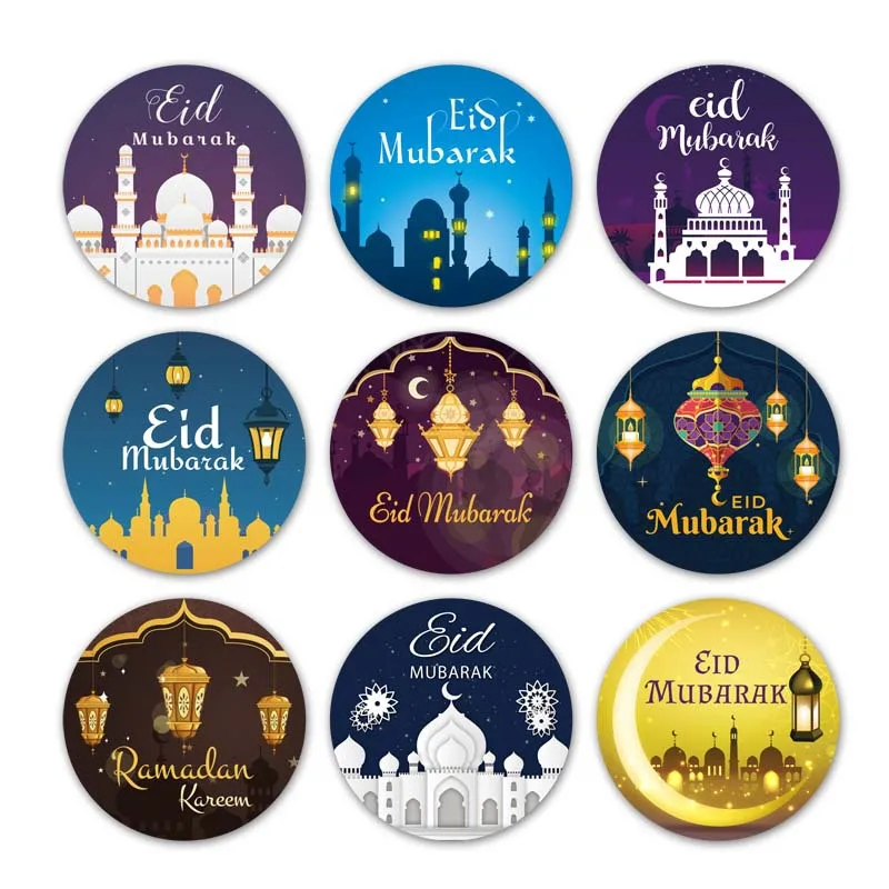 

EID Mubarak Paper Sticker Gift Box Lable Seal Stickers Islamic Muslim Party Decor Eid Al-fitr Decoration Ramadan Kareem Supplies