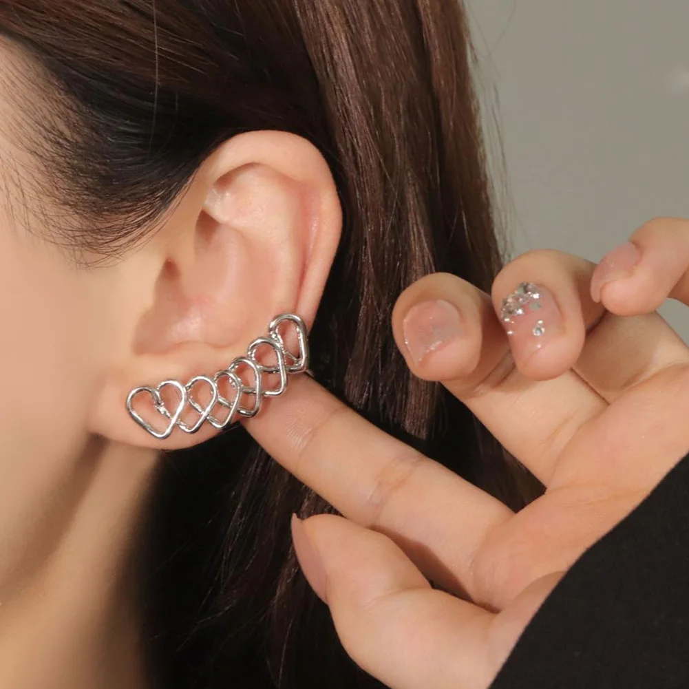 

Hollow Heart Clip Earrings For Women Earing Without Hole Jewelry Fake Earrings Single Ear Bone Clip Earings Kolczyki Wholesale