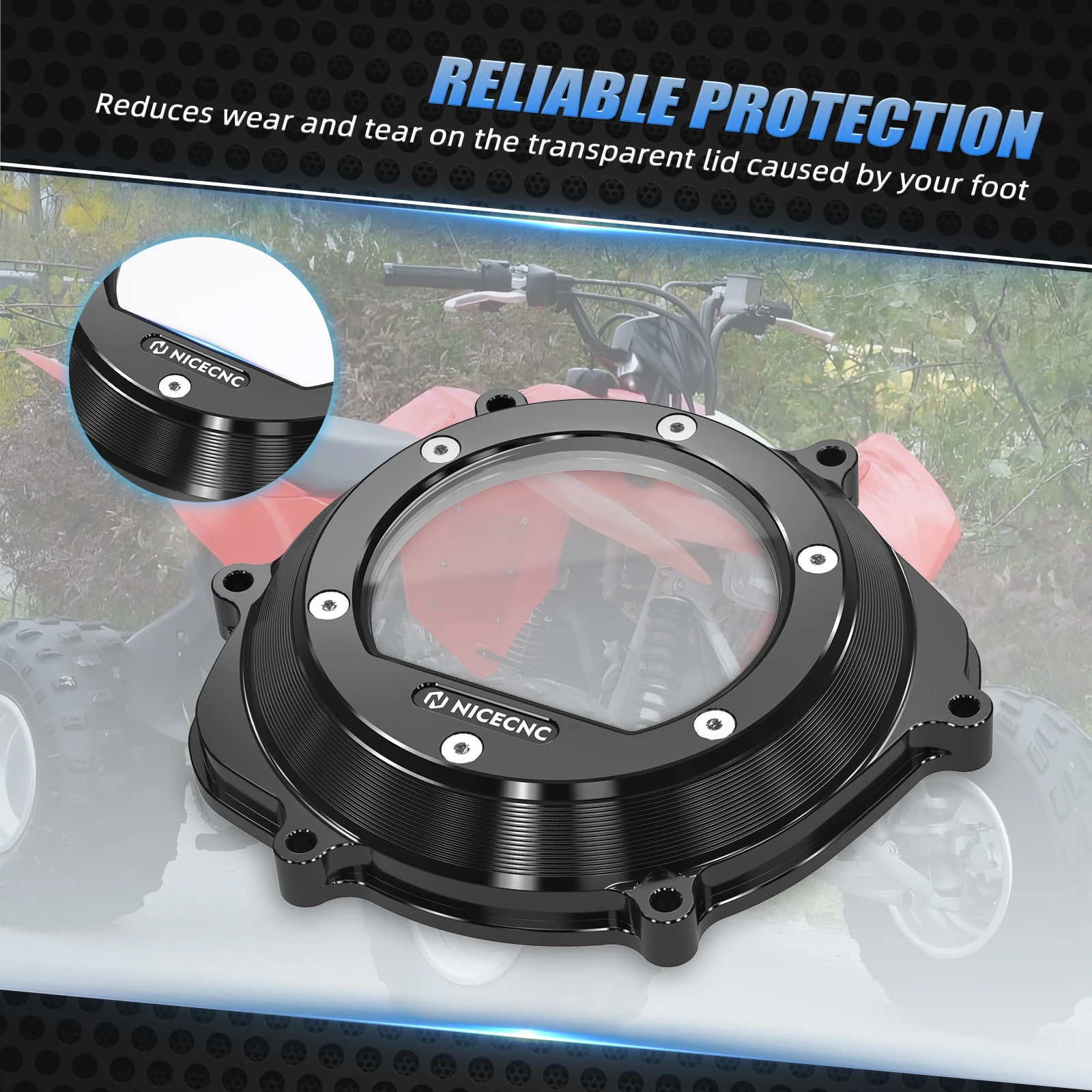 ATV для Honda Прозрачная крышка сцепления двигателя 11351-HP1-670 TRX450ER 2006-2014 TRX 450R 2004-2008